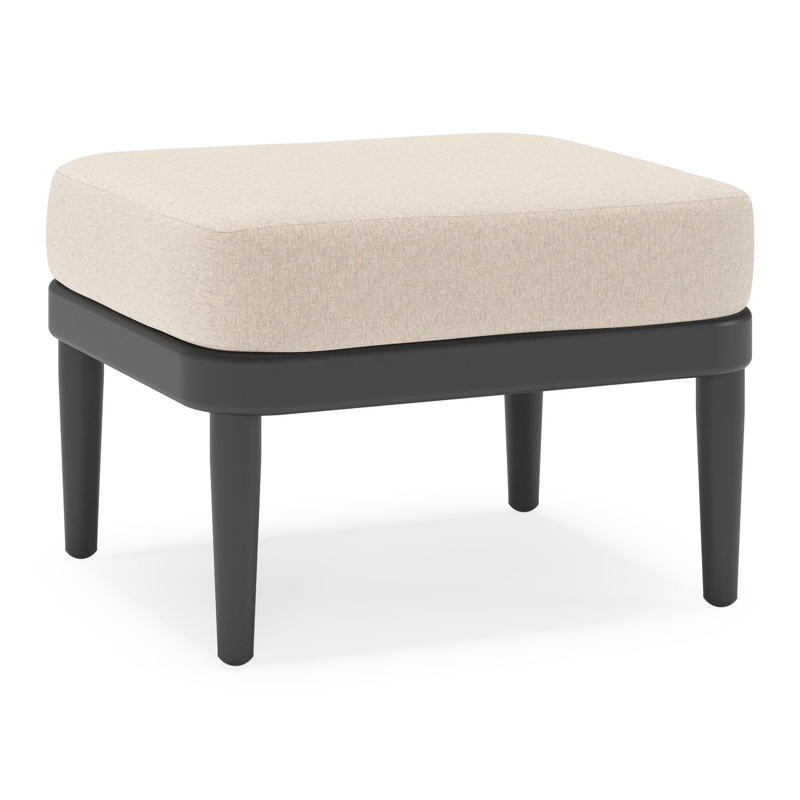 Pouf Orso en aluminium noir et coussins en all weather sunbrella® luxe Heritage Ash