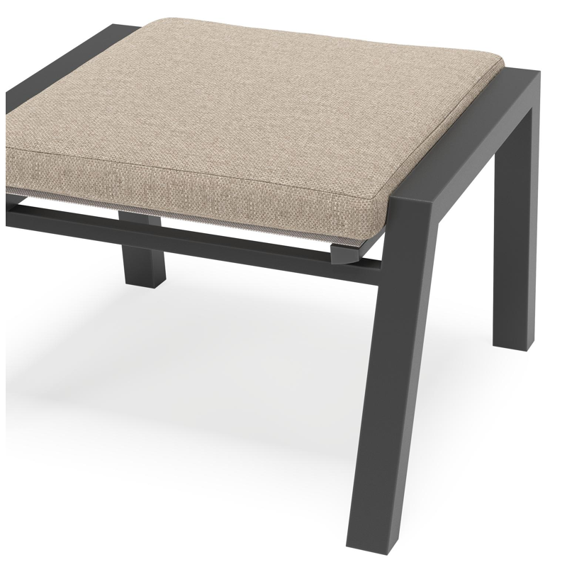 Prato poef in zwart aluminium met rustic weather+ softtouch kussen