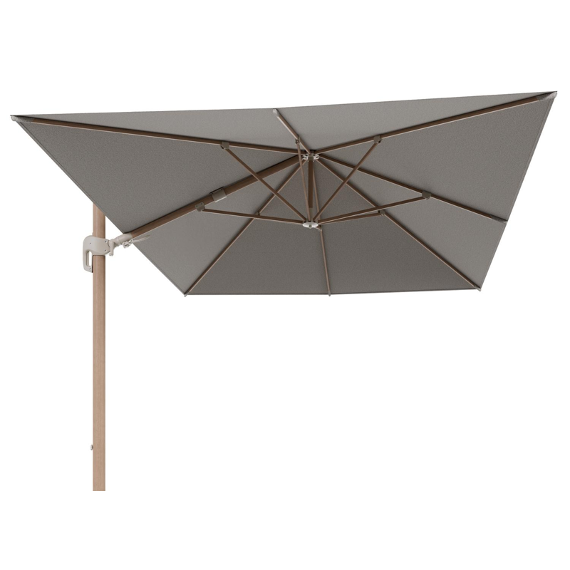 Parasol pendant Rufina avec fonction tilt en aluminium aspect de bois et toile de parasol en All Weather Solica Firenze Sand  - Lg.1 400 x Lg.2 300 cm (sans pied de parasol
