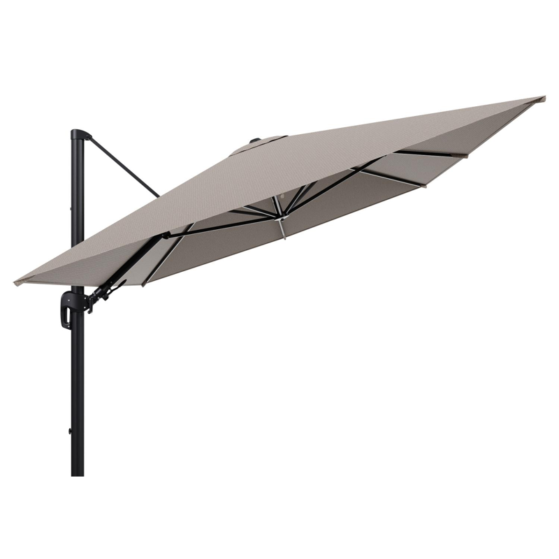 Rufina zweefparasol tiltfunctie in zwart aluminium en parasoldoek in All Weather Solica Firenze Earth - L1 400 x L2 300 cm (zonder voet) (zonder voet)