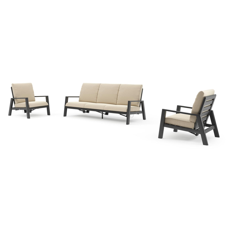 Cirello loungeset in zwart aluminium met soul papyrus all weather solica kussen