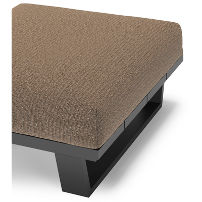 Pagino poef in zwart aluminium met firenze bamboe all weather solica kussen