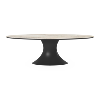 Fano tuintafel ovaal in zwart aluminium en volkeramiek colorado dunes - L 240 x B 135 x H 75 cm