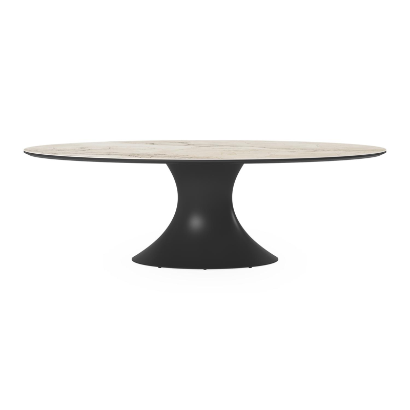 Fano tuintafel ovaal in zwart aluminium en volkeramiek colorado dunes - L 240 x B 135 x H 75 cm