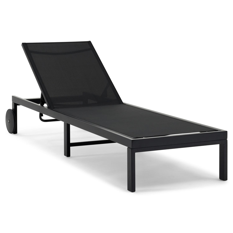 Alba verstelbaar ligbed in zwart aluminium met zwart textileen