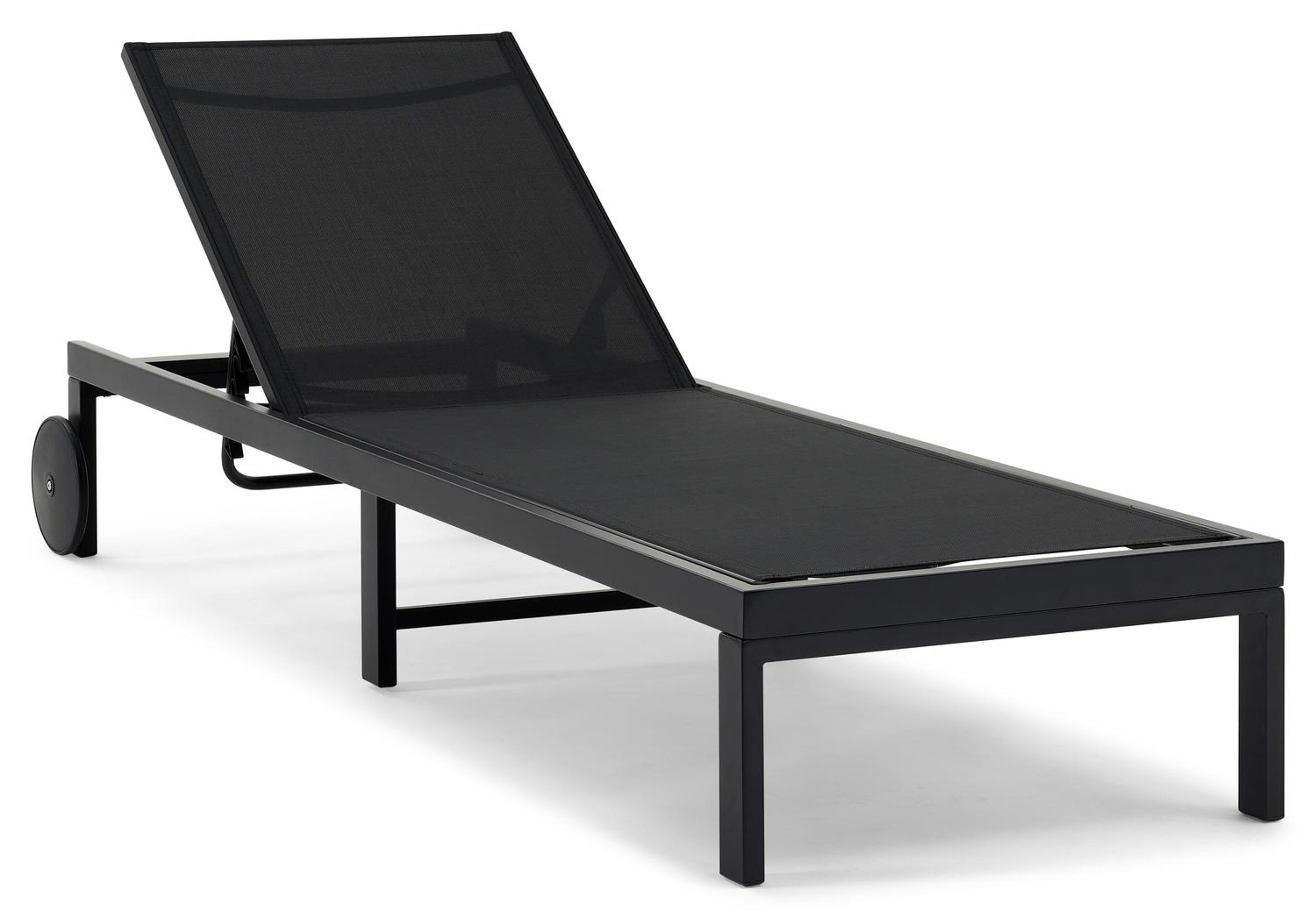 Alba verstelbaar ligbed in zwart aluminium met zwart textileen