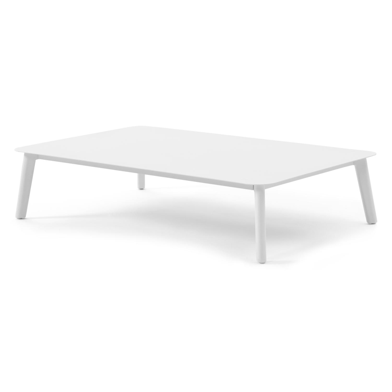 Table basse Mosa en aluminium blanc - Lg 140 x larg. 85 x H 30 cm