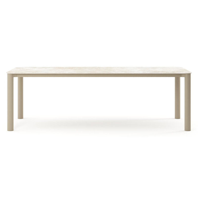 Orso tuintafel rechthoekig afgerond in beige aluminium en volkeramiek Rapolano - L 240 x B 100 x H 74.5 cm