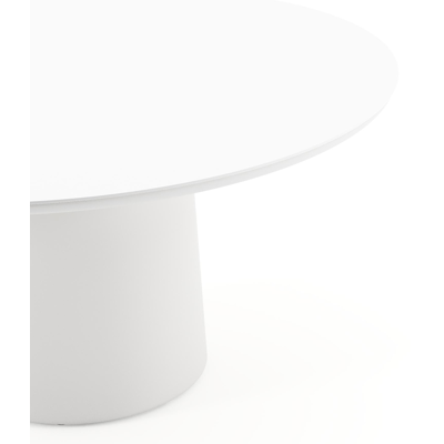 Amico tuintafel rond in wit aluminium en volkeramiek Arctic White - Dia. 148 x H 73.5 cm