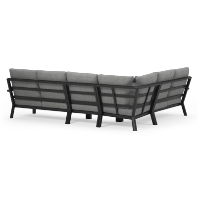 Alcudia loungehoek in grijs aluminium met grijs polyester kussens en loungetafel