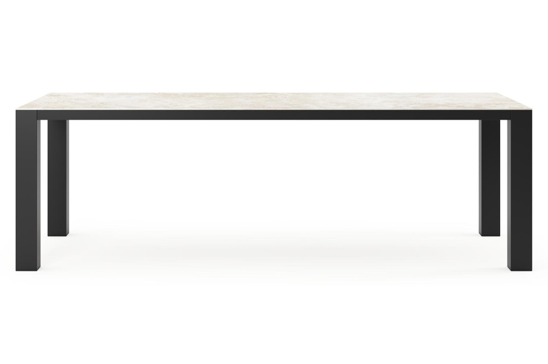 Nano tuintafel rechthoekig in zwart aluminium en volkeramiek Rapolano L 240 x B 100 cm