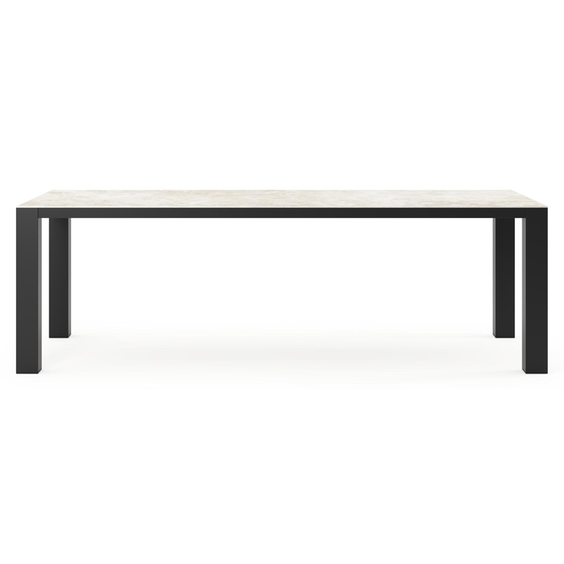 Table de jardin Nano rectangulaire en aluminium noir et céramique pleine Rapolano Lg. 240 x Lrg. 100 cm