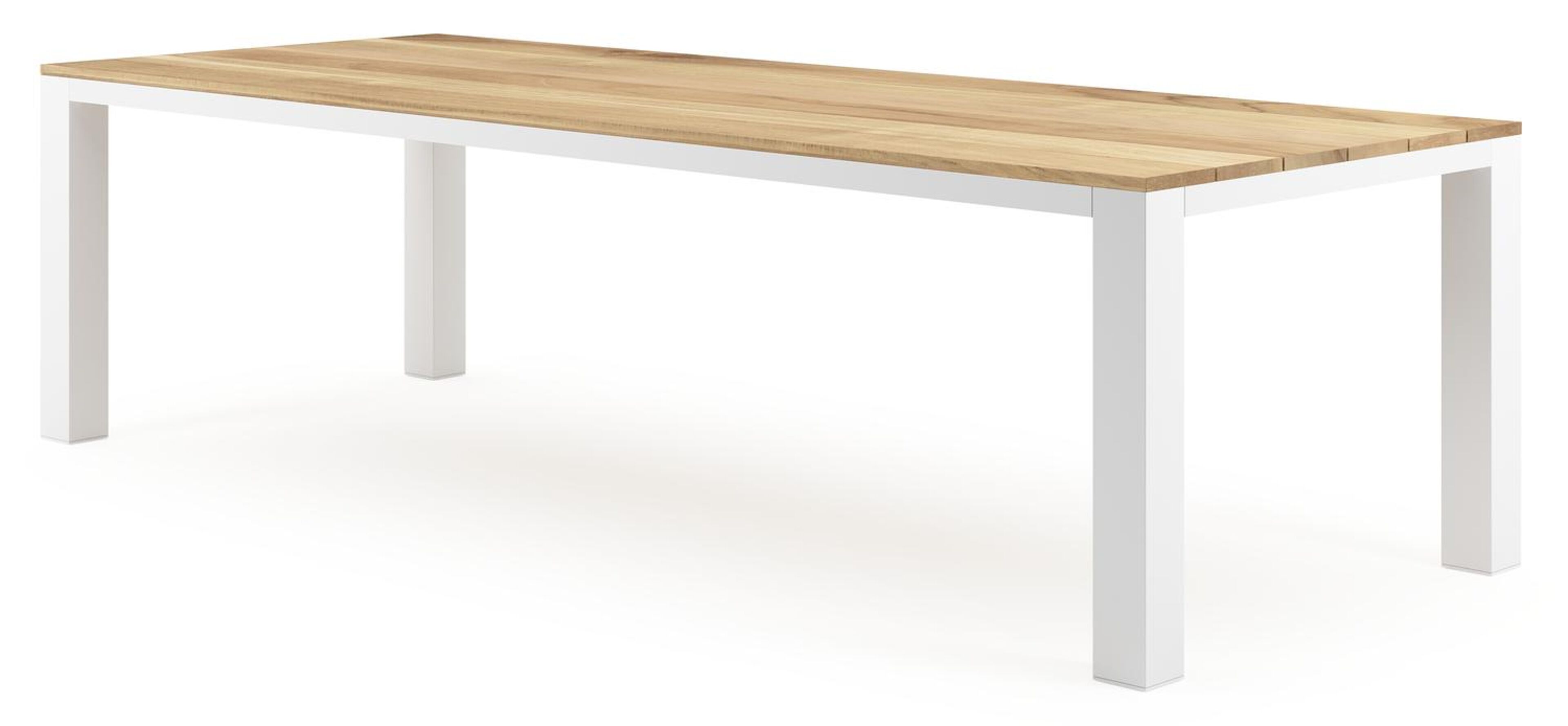 Nano tuintafel rechthoekig in wit aluminium en teak - L 280 x B 110 x H 75 cm