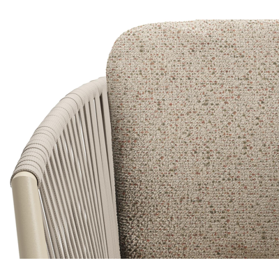 Chaise de jardin Orso en aluminium beige et corde plate tissée verticalement beige avec coussin luxe en All Weather Cosytica Bora Jungle