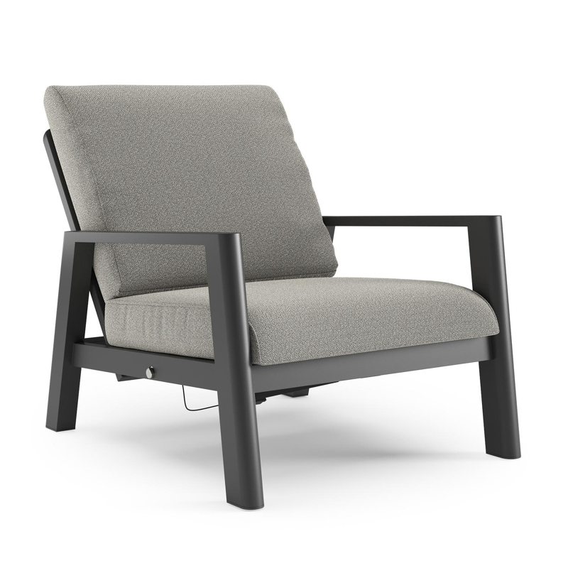 Cirello loungestoel in zwart aluminium met savane tunder all weather sunbrella® luxe kussen