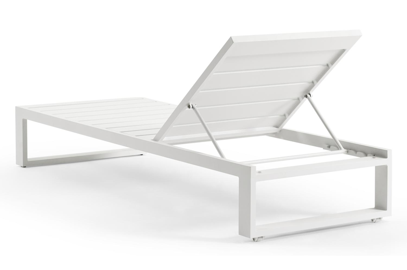 Verato verstelbaar ligbed in wit aluminium met marbella beige all weather cosytica kussen