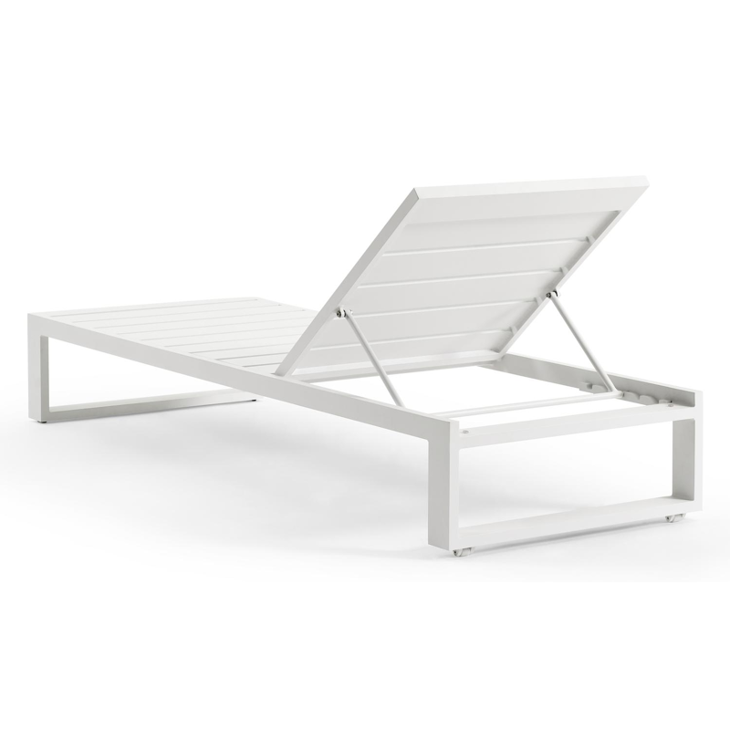 Verato verstelbaar ligbed in wit aluminium met natte sooty all weather Sunbrella® luxe kussen