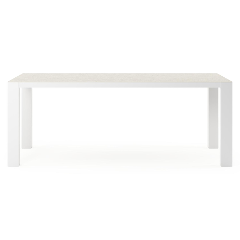 Nano tuintafel in wit aluminium en volkeramiek shilin - L 200 x B 100 x H 75 cm