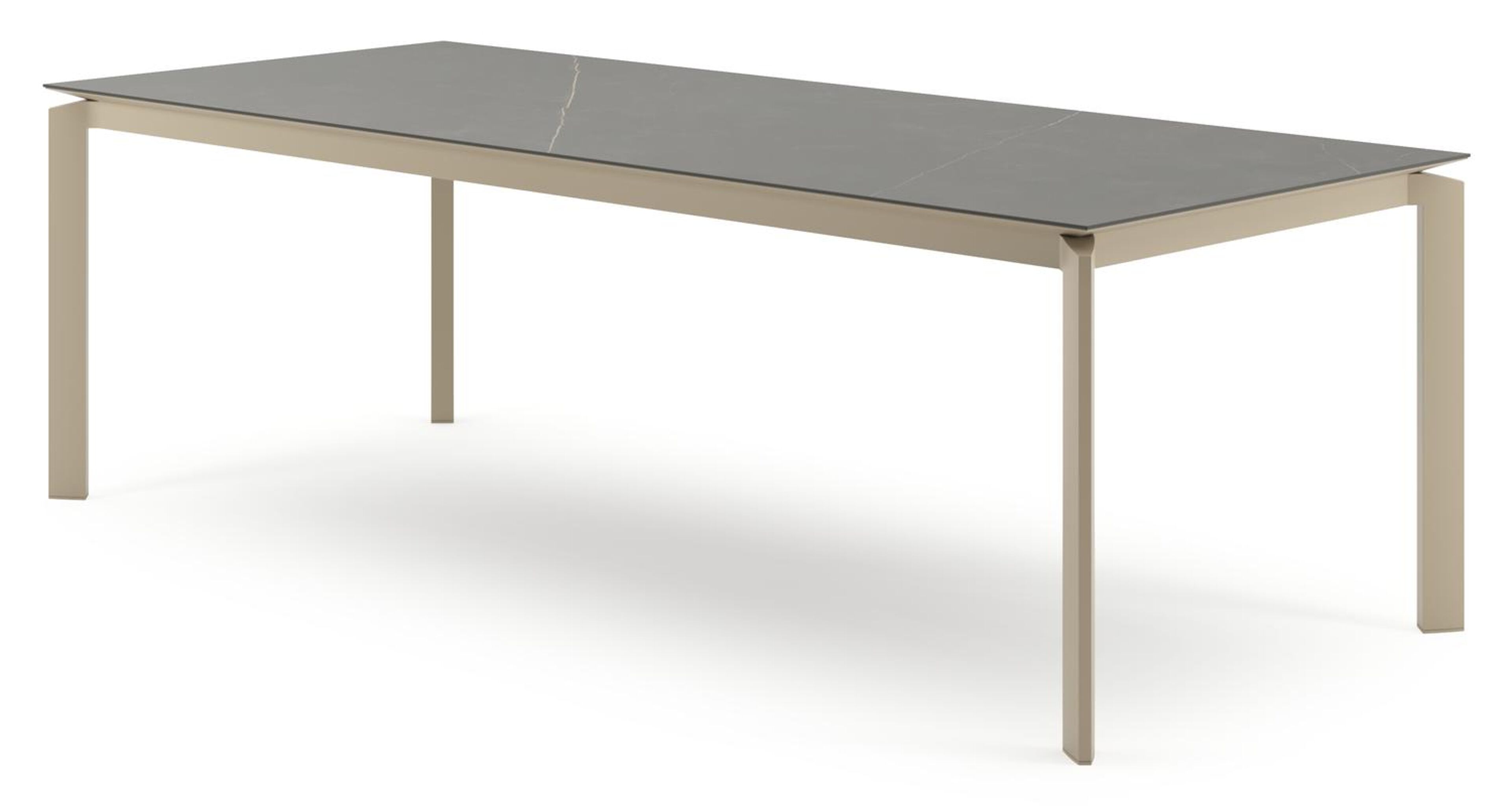 Cirello tuintafel rechthoekig in beige aluminium en volkeramiek Calatorao - L 240 x B 100 x H 75 cm