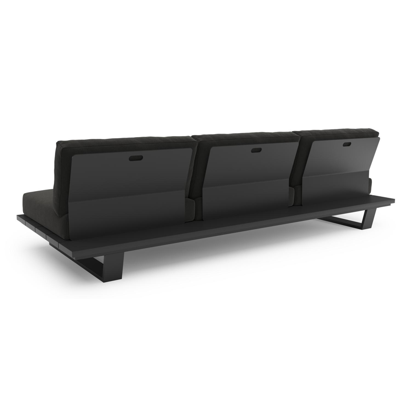 Pagino loungebank in zwart aluminium met natte sooty all weather sunbrella® luxe kussen