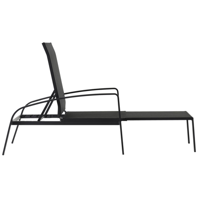 Asti verstelbaar ligbed in zwart aluminium met zwart textilene met armleuning