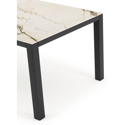 Como tuintafel rechthoekig in zwart aluminium en volkeramiek colorado dunes - L 160 x B 100 x H 75 cm