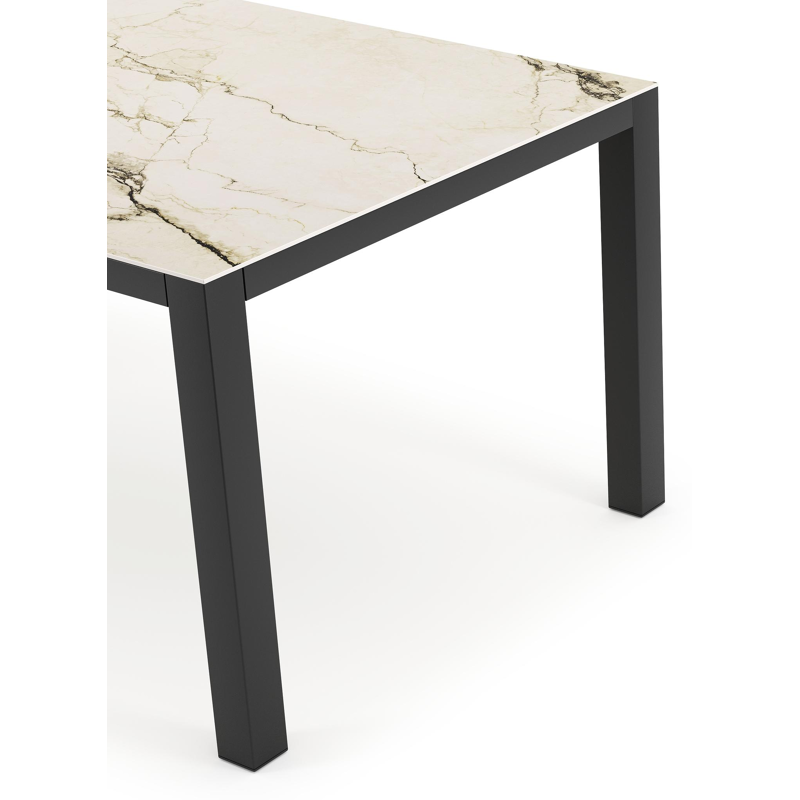 Como tuintafel rechthoekig in zwart aluminium en volkeramiek colorado dunes - L 160 x B 100 x H 75 cm