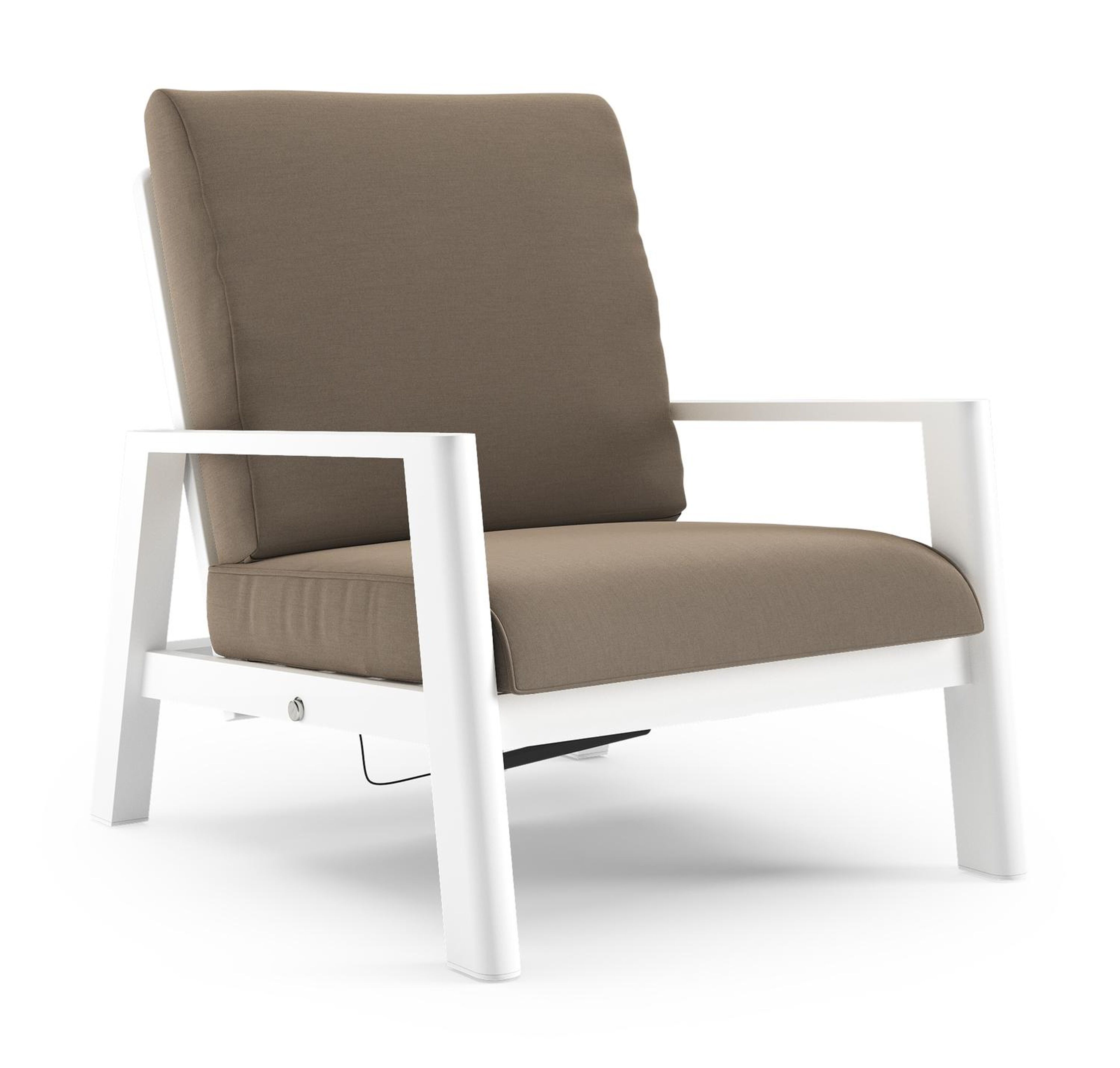 Cirello loungestoel in wit aluminium met natte heather grey all weather sunbrella® luxe kussen