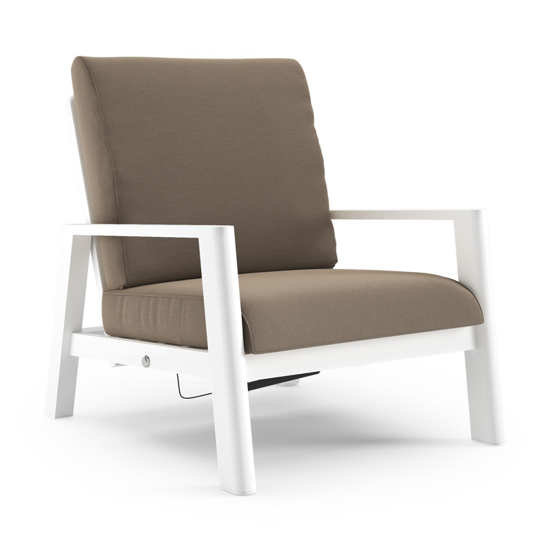 Cirello loungestoel in wit aluminium met natte heather grey all weather sunbrella® luxe kussen