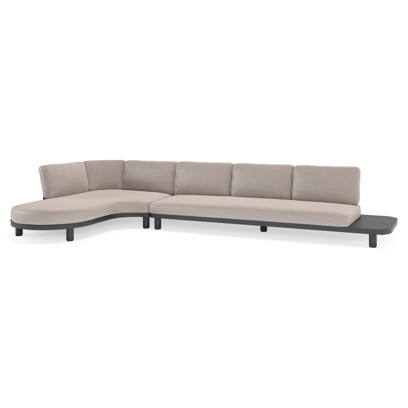 Donato loungehoek in zwart aluminium met all weather sunbrella® luxe Wander Granite kussen