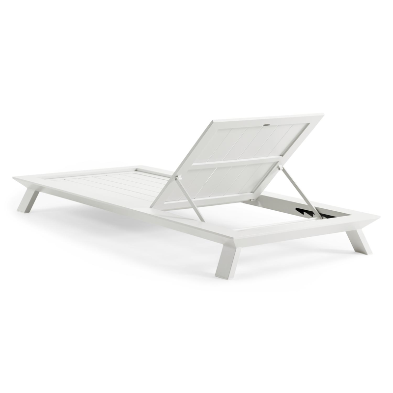 Cesano verstelbaar ligbed in wit aluminium met lopi marble all weather sunbrella® luxe kussens