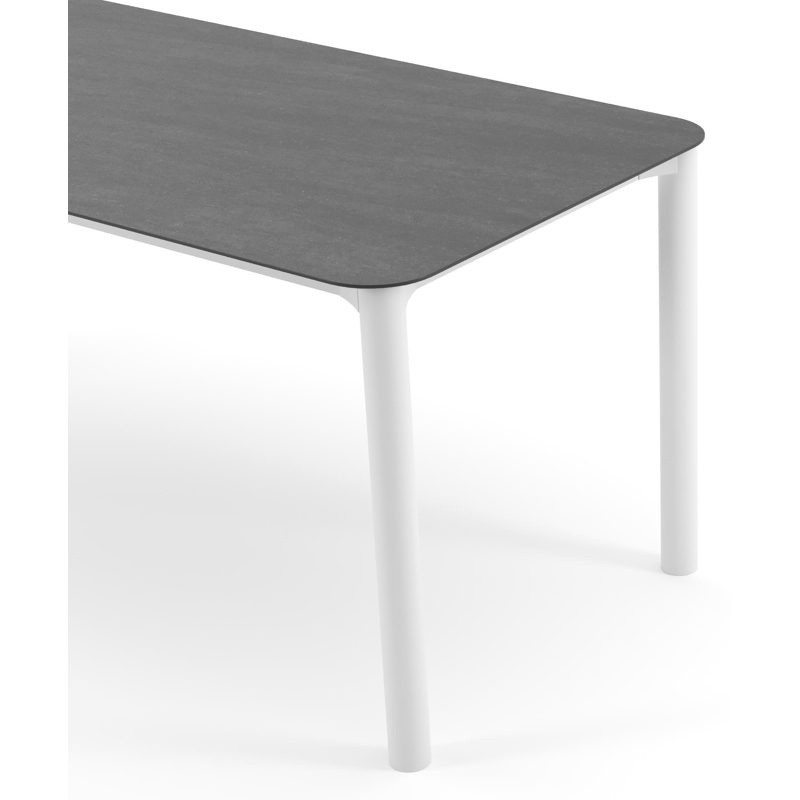 Orso tuintafel rechthoekig afgerond in wit aluminium en volkeramiek Basalt Black - L 200 x B 80 x H 74.5 cm