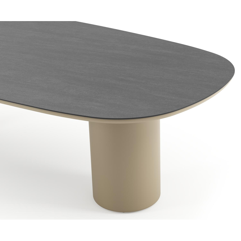 Amico tuintafel bombo in beige aluminium en volkeramiek Basalt Black - L 270 x B 125 x H 73.5 cm