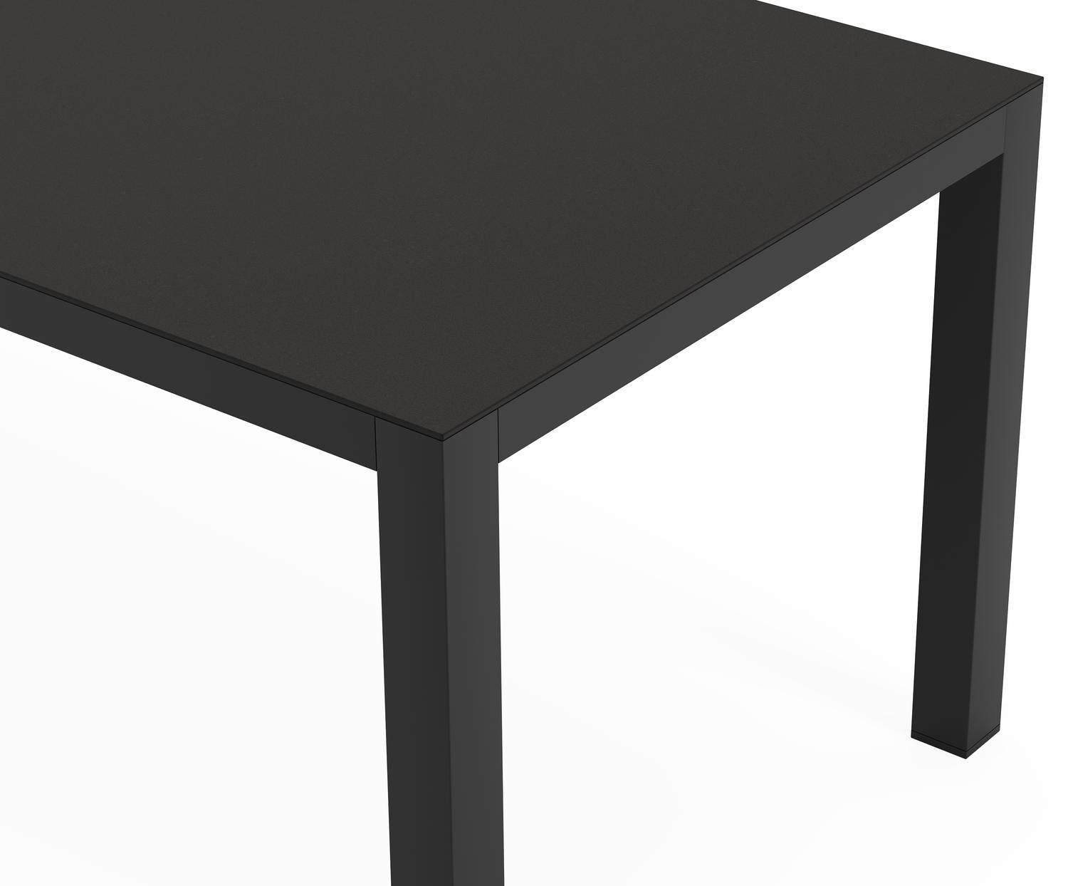 Varese tuintafel rechthoekig in zwart aluminium en sintered stone Notte minerale - L 220 x B 92 x H 73.5 cm