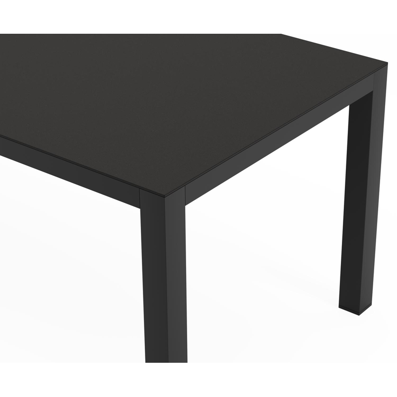 Varese tuintafel rechthoekig in zwart aluminium en sintered stone Notte minerale - L 220 x B 92 x H 73.5 cm