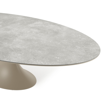 Fano tuintafel ovaal in beige aluminium en volkeramiek Shilin - L 290 x B 148 x H 75 cm