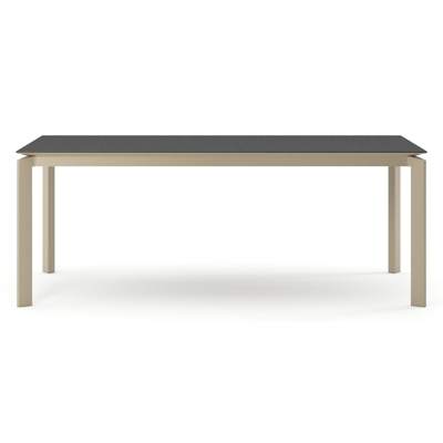 Cirello tuintafel rechthoekig in beige aluminium en volkeramiek Nero Black - L 200 x B 100 x H 74.5 cm