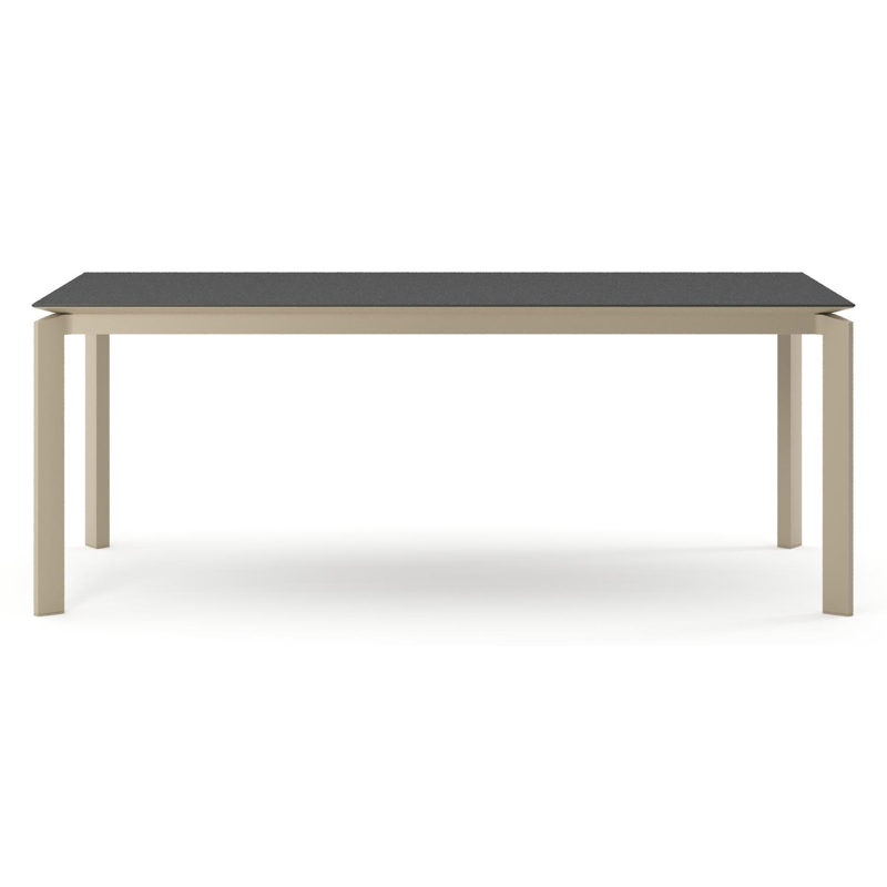 Cirello tuintafel rechthoekig in beige aluminium en volkeramiek Nero Black - L 200 x B 100 x H 74.5 cm