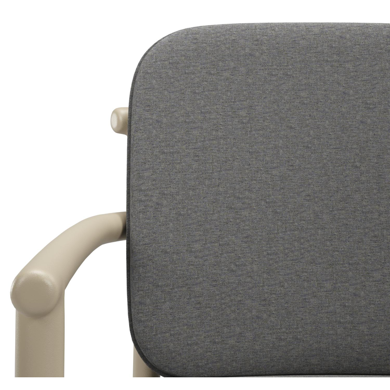 Bono stapelbare tuinstoel in beige aluminium met stoelkussen in All Weather Sunbrella® Luxe Heritage Slate