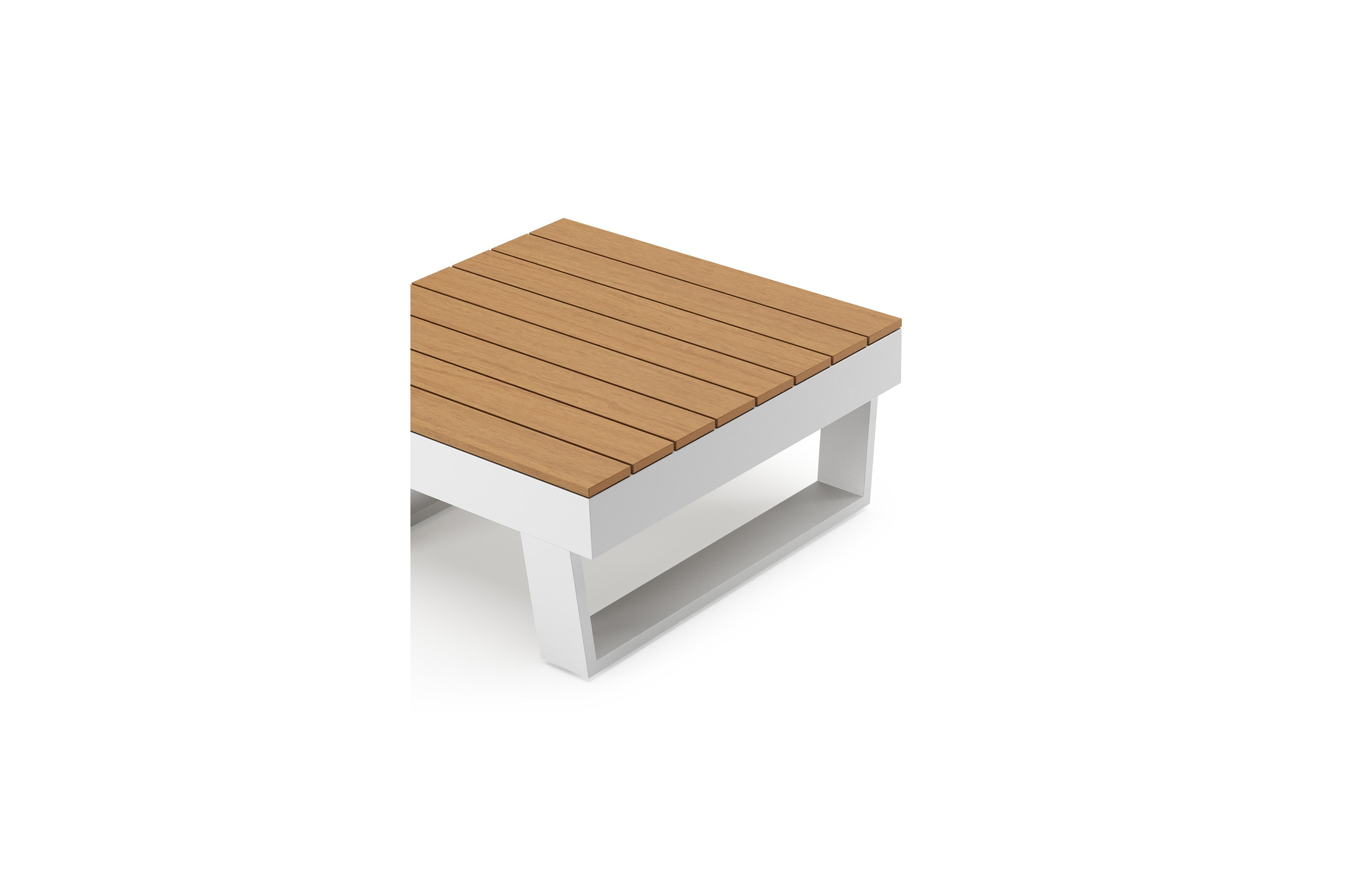 Alora loungetafel in wit aluminium en polywood - L 77 x B 77 x H 35 cm