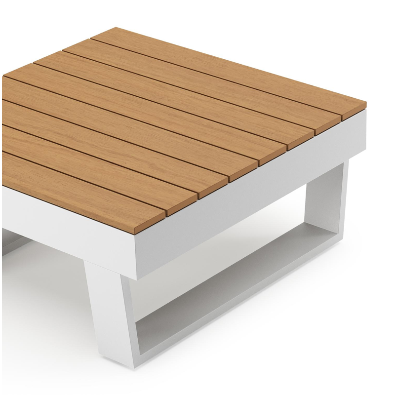 Alora loungetafel in wit aluminium en polywood - L 77 x B 77 x H 35 cm