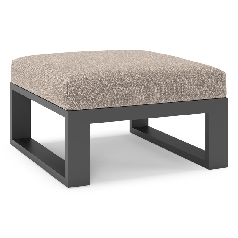 Verato poef in zwart aluminium met wander manioc all weather sunbrella® luxe kussen