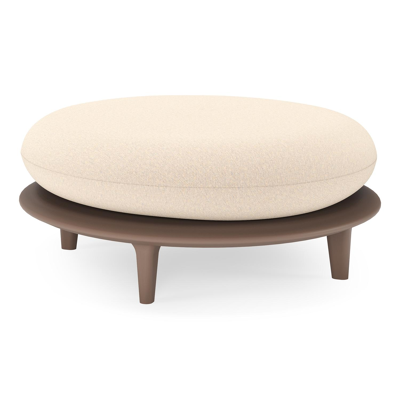 Pouf Bomero en aluminium taupe et coussin en all weather sunbrella® luxe heritage papyrus