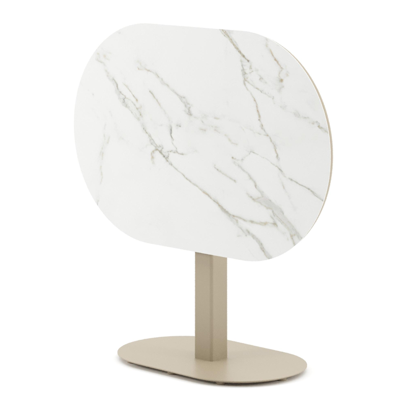 Teramo kantelbare tuintafel bombo in beige aluminium en volkeramiek Calacatta - L 110 x B 70 x H 74 cm