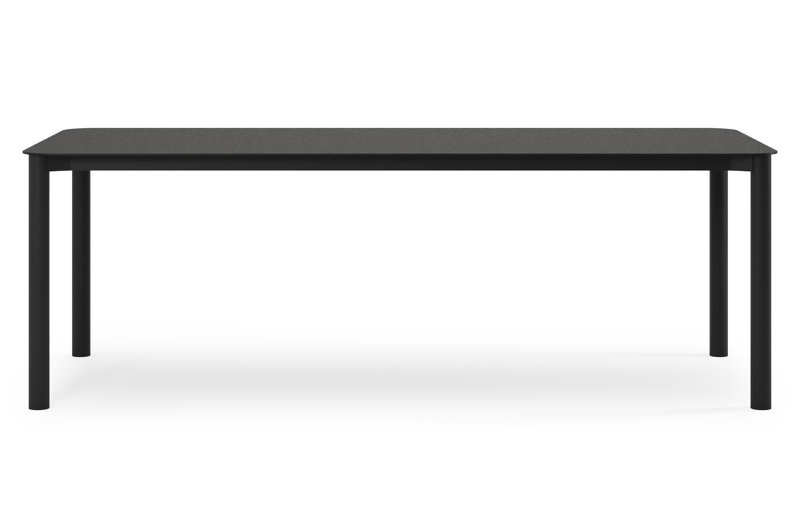 Mira tuintafel rechthoekig afgerond in zwart aluminium en sintered stone Notte minerale - L 220 x B 92 x H 74 cm