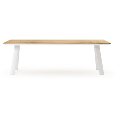 Cesano tuintafel rechthoekig in wit aluminium en teak - L 240 x B 100 x H 75 cm