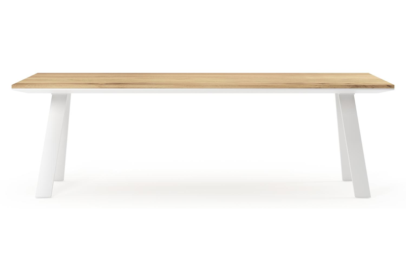 Cesano tuintafel rechthoekig in wit aluminium en teak - L 240 x B 100 x H 75 cm