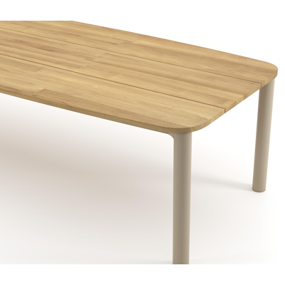 Orso tuintafel bootvorm in beige aluminium en teak - L 315 x B 115 x H 74.5 cm