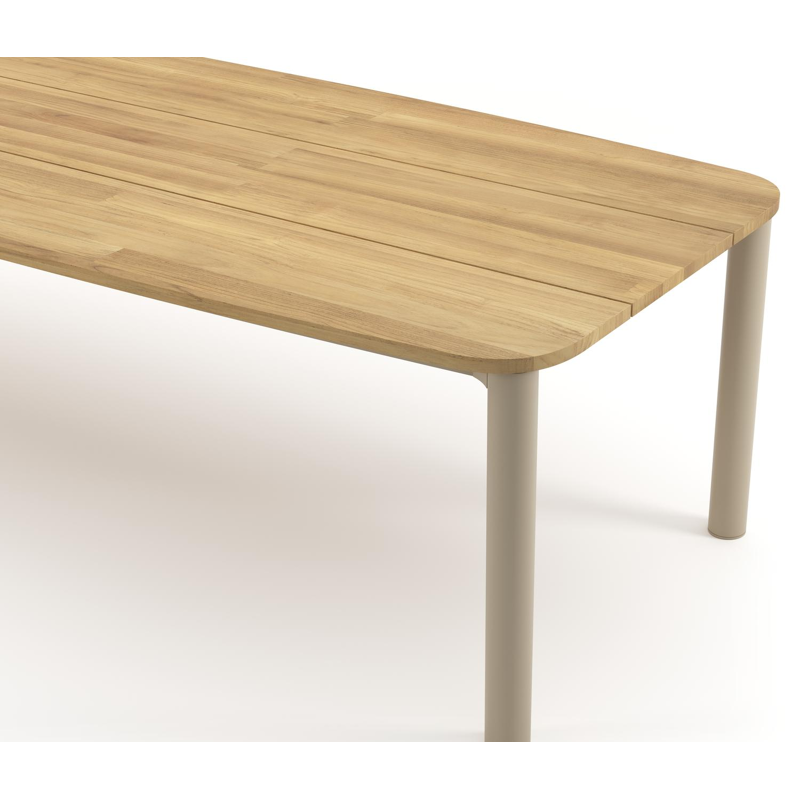 Orso tuintafel bootvorm in beige aluminium en teak - L 315 x B 115 x H 74.5 cm