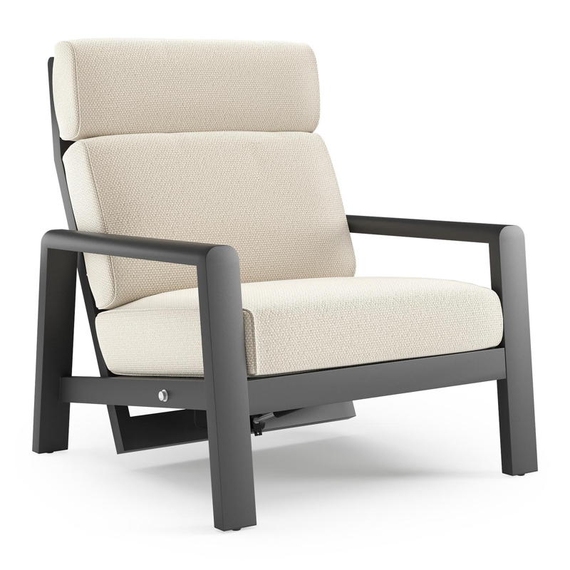 Cosenzo loungestoel in zwart aluminium met althea off white all weather cosytica kussen